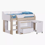 Load image into Gallery viewer, Mid Sleeper Single Bed with Study Desk and Storage - 90x190 cm-GCC Home Center