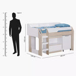Load image into Gallery viewer, Mid Sleeper Single Bed with Study Desk and Storage - 90x190 cm-GCC Home Center