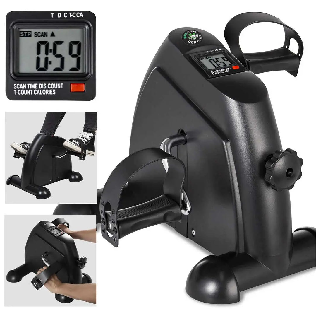 Mini Foot Exercise Machine LCD Display Black, Resistance Adjustable Indoor Cycling Feet, Suitable For Home Office Gym