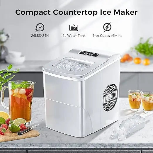 Arabian Mall Portable Mini Ice Maker Machine with Durable Compressor – Metallic Silver