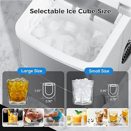 Arabian Mall Portable Mini Ice Maker Machine with Durable Compressor – Metallic Silver