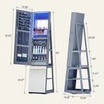 Load image into Gallery viewer, Mirror Jewelry Cabinet with Storage – 360° Swivel Jewelry Armoire, Light And Shelves