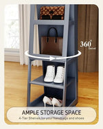 Load image into Gallery viewer, Mirror Jewelry Cabinet with Storage – 360° Swivel Jewelry Armoire, Light And Shelves