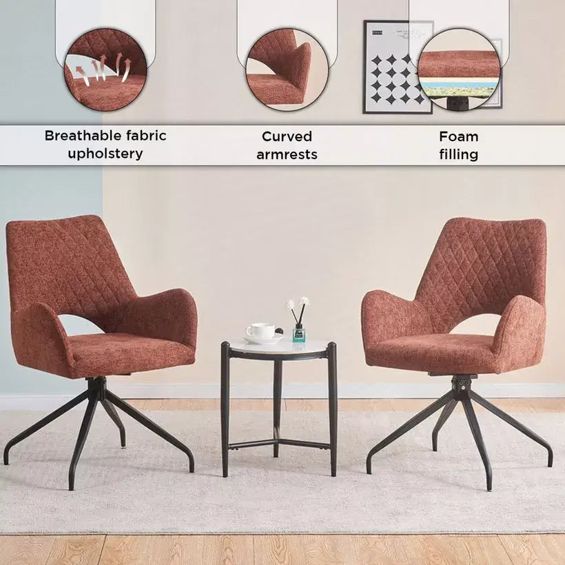 Modern 2-Seater Dining Table Set – White & Tan Brown Finish