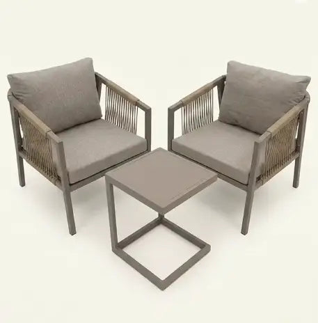 Modern 3-Piece Outdoor Bistro Set with Aluminum Frame and Weather-Resistant Cushions