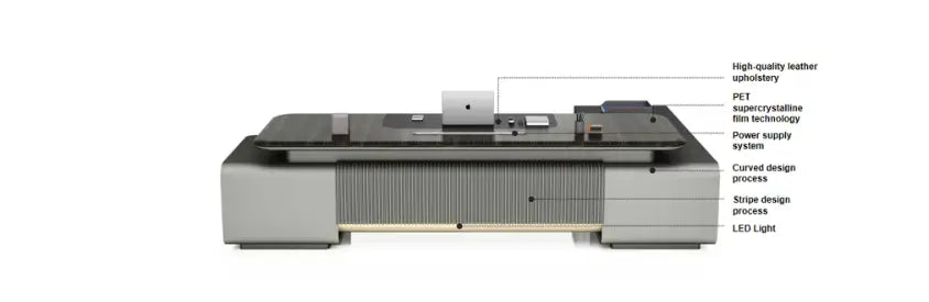 Modern 3200 Paint Wooden With LED and Power System Office Table for CEO Boss Office Desk 240X200