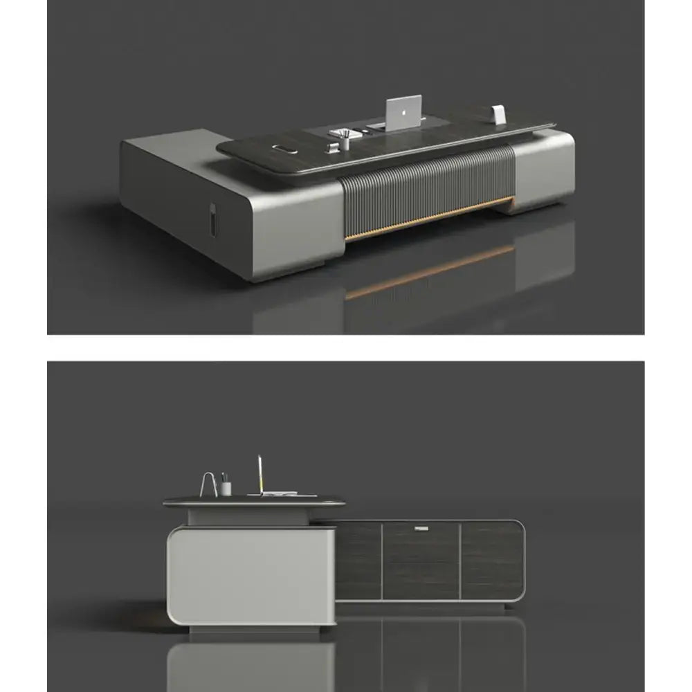 Modern 3200 Paint Wooden With LED and Power System Office Table for CEO Boss Office Desk 240X200