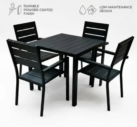 Modern 5-Piece Outdoor Dining Set – Rust-Proof Aluminum Table & Chairs for Patio and Garden