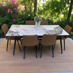 Load image into Gallery viewer, Modern 6 Seater Dining Table Set With Marble Top (Brown)