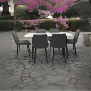 Modern 6-Seater Marble Dining Table with Stainless Steel Frame - Elegant Dining Room Furniture, 1+6 Set-GCC Home Center