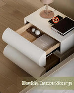 Load image into Gallery viewer, Modern Bedside Table for Bedroom, Leather Bedside Table with 2 Solid Wood Drawers - White-GCC Home Center