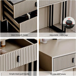 Load image into Gallery viewer, Modern Beige Vanity Desk with Wavy LED Mirror, Drawers, and Storage - Perfect for Makeup, Study, and Consoles-GCC Home Center