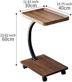 Load image into Gallery viewer, Modern C-Shaped End Table with Wheels – Walnut