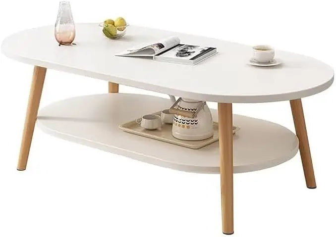 Modern Coffee Table, 2-Tier Oval Side Table (120x60cm)