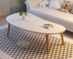 Load image into Gallery viewer, Modern Coffee Table – Large Oval Mango Shape for Living Room, Small Spaces, Bedroom &amp; Balcony With Wood Frame – Beige