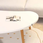 Load image into Gallery viewer, Modern Coffee Table – Large Oval Mango Shape for Living Room, Small Spaces, Bedroom &amp; Balcony With Wood Frame – Beige
