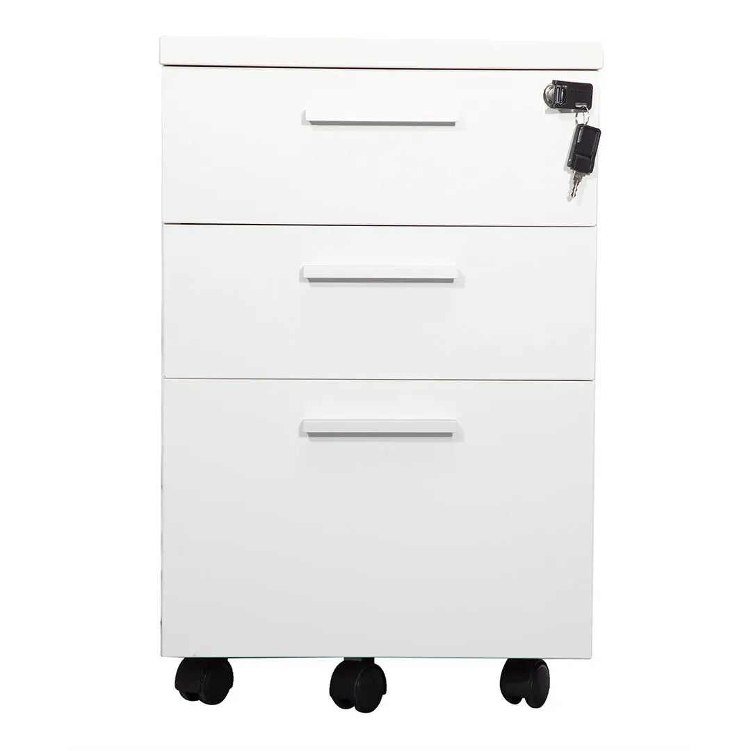 Modern Design Cubicle Works Station With 3-Door Movable Drawer - White-GCC Home Center
