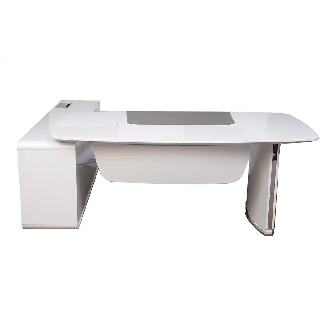 Modern Design Executive Glossy Office Table - White & Grey-GCC Home Center