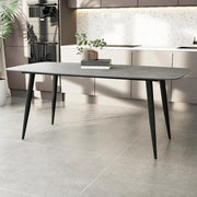 Modern Dining Table with Tempered Glass Top and Sturdy Steel Frame - 140x80x75 cm, Grey-GCC Home Center