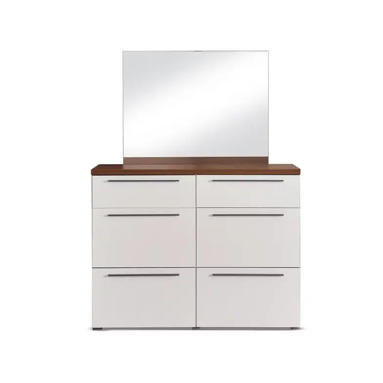 Modern Dresser with Mirror – Walnut Finish