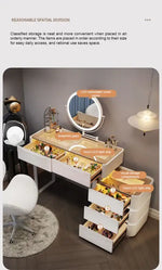 Load image into Gallery viewer, Modern Dressing Table with LED Mirror &amp; Chair | Sleek Vanity Set for Makeup &amp; Grooming-GCC Home Center