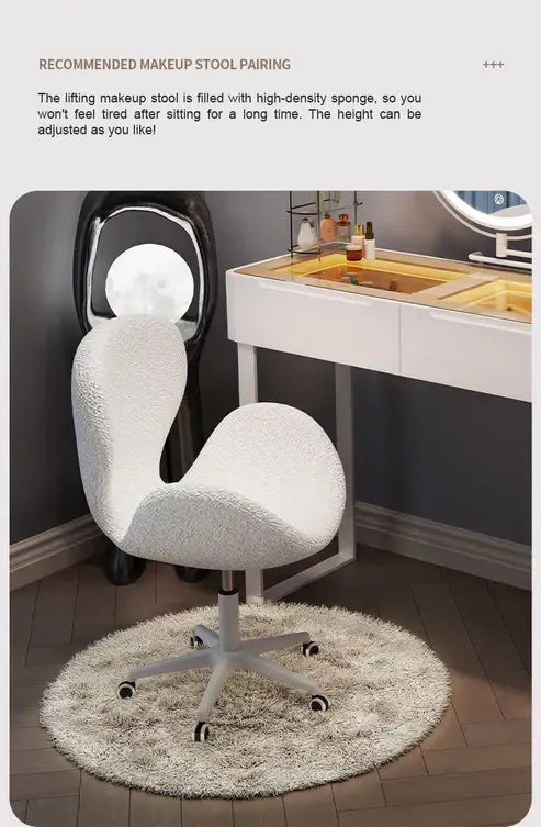 Modern Dressing Table with LED Mirror & Chair | Sleek Vanity Set for Makeup & Grooming-GCC Home Center