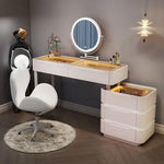Load image into Gallery viewer, Modern Dressing Table with LED Mirror &amp; Chair | Sleek Vanity Set for Makeup &amp; Grooming-GCC Home Center