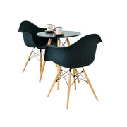 Modern Eames Dining Set - 3-Piece Black Round Table with 2 Retro Upholstered Chairs - Perfect for Kitchen & Small Spaces-GCC Home Center
