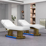 Load image into Gallery viewer, Modern Electric Salon furniture pu leather facial beauty Spa Treatment massage table electric lash bed curved with gold base