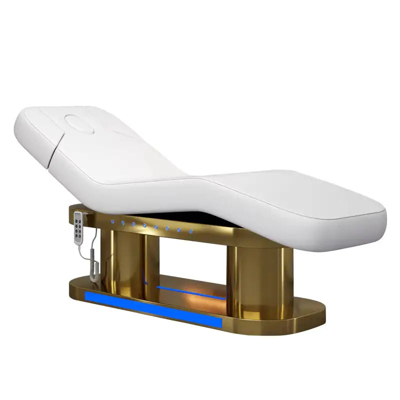 Modern Electric Salon furniture pu leather facial beauty Spa Treatment massage table electric lash bed curved with gold base