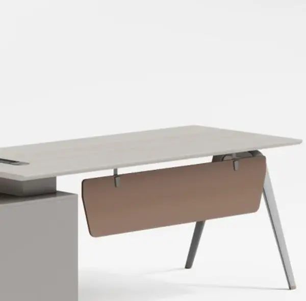 Modern Executive Office Table, Office Desk With Metal Frames And Legs - Matt White-GCC Home Center