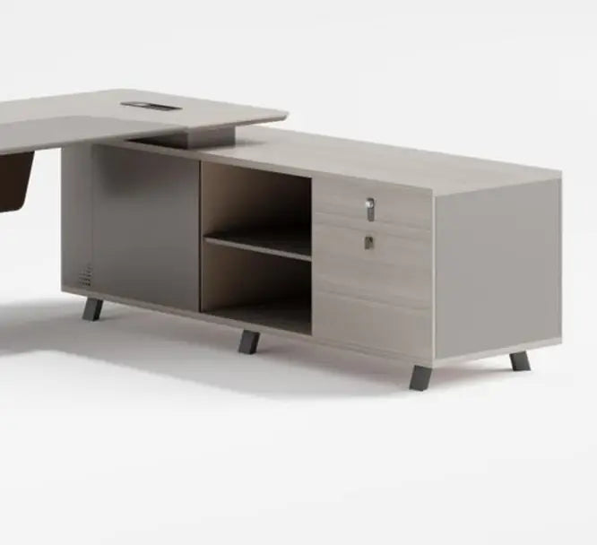 Modern Executive Office Table, Office Desk With Metal Legs - Matt White-GCC Home Center
