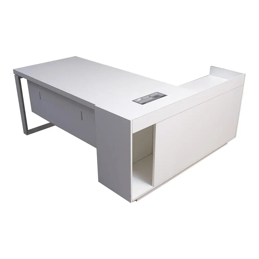 Modern Executive Office Table For Workspace Organized - Matt White-GCC Home Center