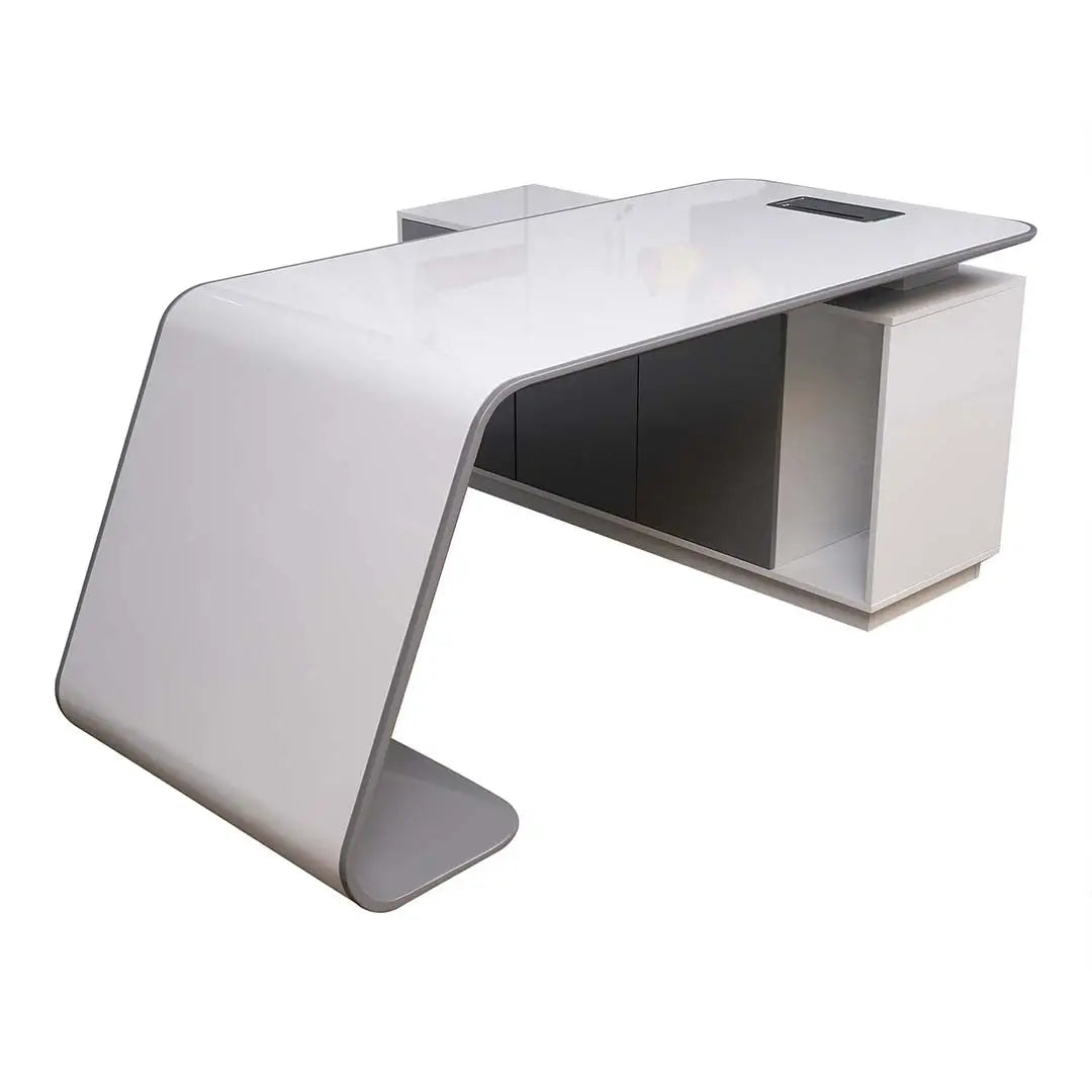 Modern Executive Office Table - Glossy White-GCC Home Center