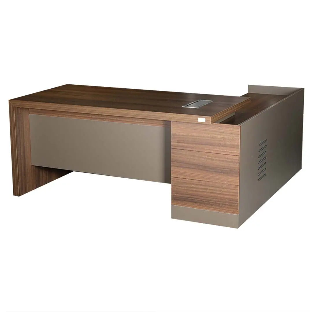 Modern Executive Office Table With Smart Wire Management - Brown & Grey-GCC Home Center
