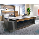 Load image into Gallery viewer, Modern Executive Office Table With Storage, Office Desk - Grey-GCC Home Center