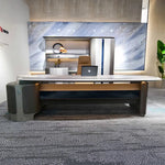 Load image into Gallery viewer, Modern Executive Office Table With Storage, Office Desk - Grey-GCC Home Center