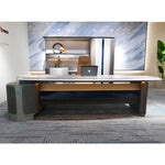 Load image into Gallery viewer, Modern Executive Office Table With Storage, Office Desk - Grey-GCC Home Center