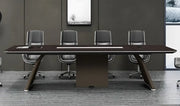 Dark wood modern design office table with sleek integrated power outlets for meeting rooms kl n series 320x120cm