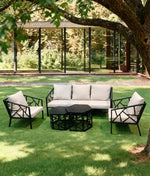 Load image into Gallery viewer, Modern Geometric Outdoor Sofa Set with Hexagonal Coffee Tables – Weather-Resistant Furniture for Middle Eastern Villas, Gardens &amp; Terraces