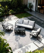 Load image into Gallery viewer, Modern Geometric Outdoor Sofa Set with Hexagonal Coffee Tables – Weather-Resistant Furniture for Middle Eastern Villas, Gardens &amp; Terraces