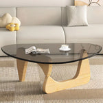 Load image into Gallery viewer, Modern Glass Coffee Table (Black Glass Top &amp; Wood Base)