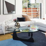 Load image into Gallery viewer, Modern Glass Coffee Table (Black Glass Top &amp; Wood Base)