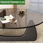 Load image into Gallery viewer, Modern Glass Coffee Table (Black Glass Top &amp; Wood Base)