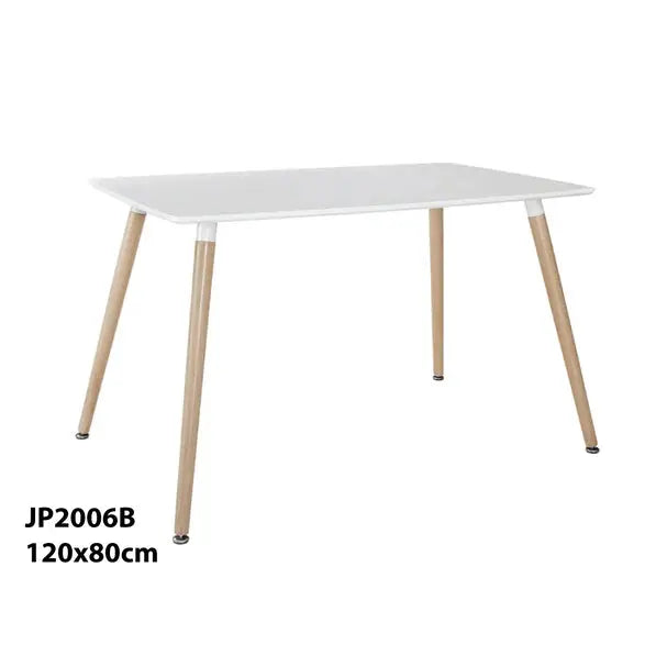 Modern Glossy Dining Table With Solid Wood Legs