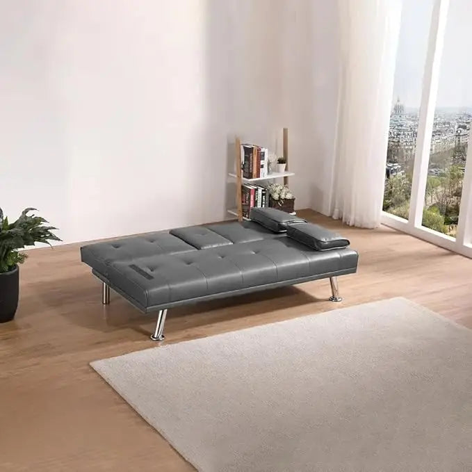 Modern Heavy Duty 3 Seater Leather Sofa bed With Arm Rest-GCC Home Center