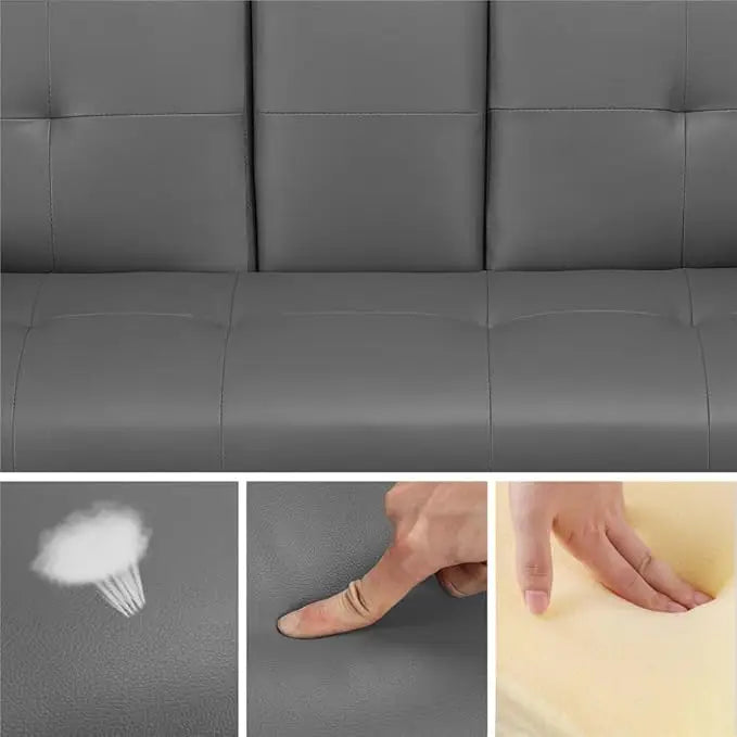 Modern Heavy Duty 3 Seater Leather Sofa bed With Arm Rest-GCC Home Center