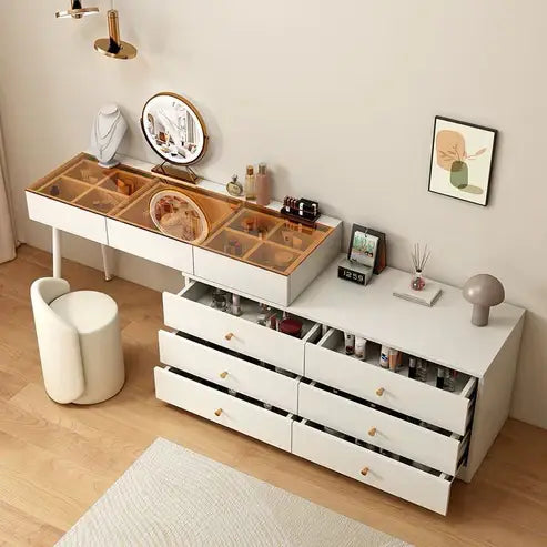 Modern High Definition Large Bedroom Dressing Table with LED Mirror and Storage-GCC Home Center
