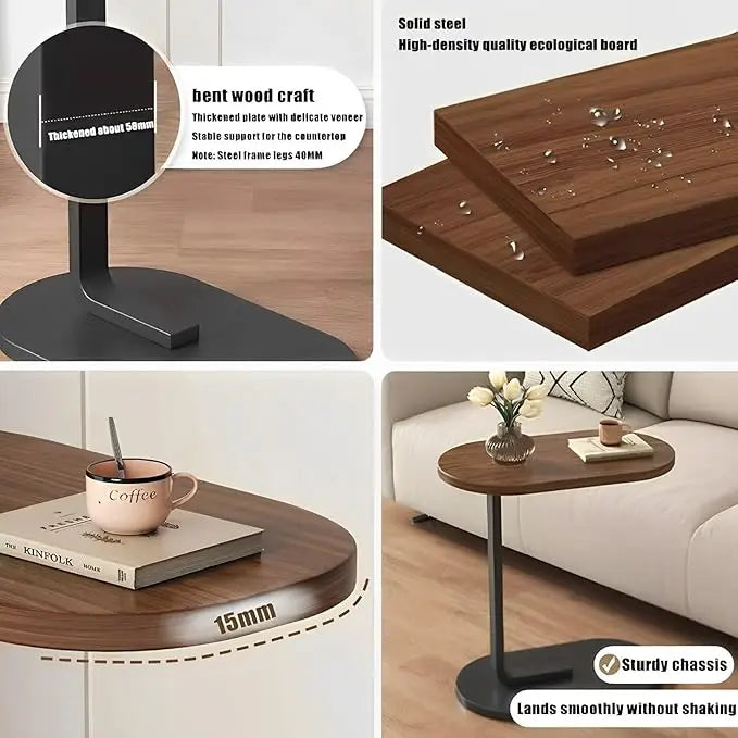 Modern Home Side Coffee Table, End Table C Shaped Table - White-GCC Home Center