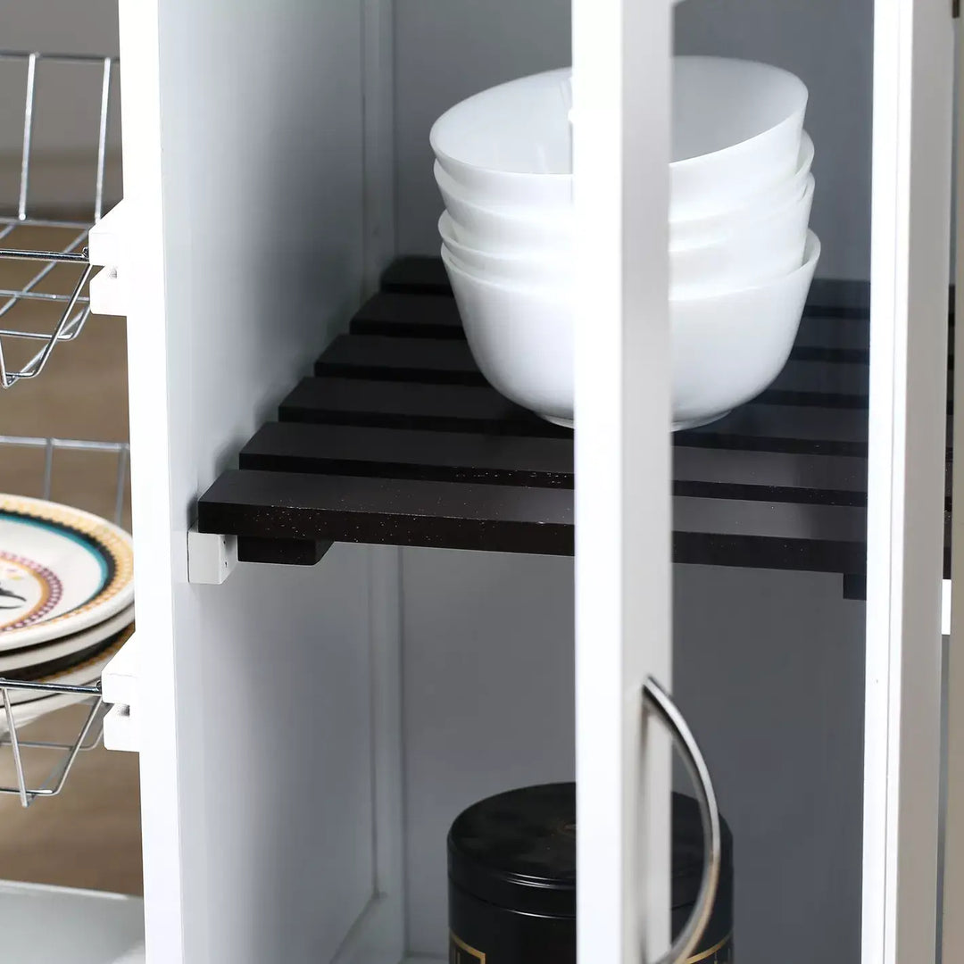 Modern Iron Kitchen Storage Trolley with Drawer, Adjustable Shelf & 2-Door Cabinet- Functional Kitchen Stand with Smart Storage